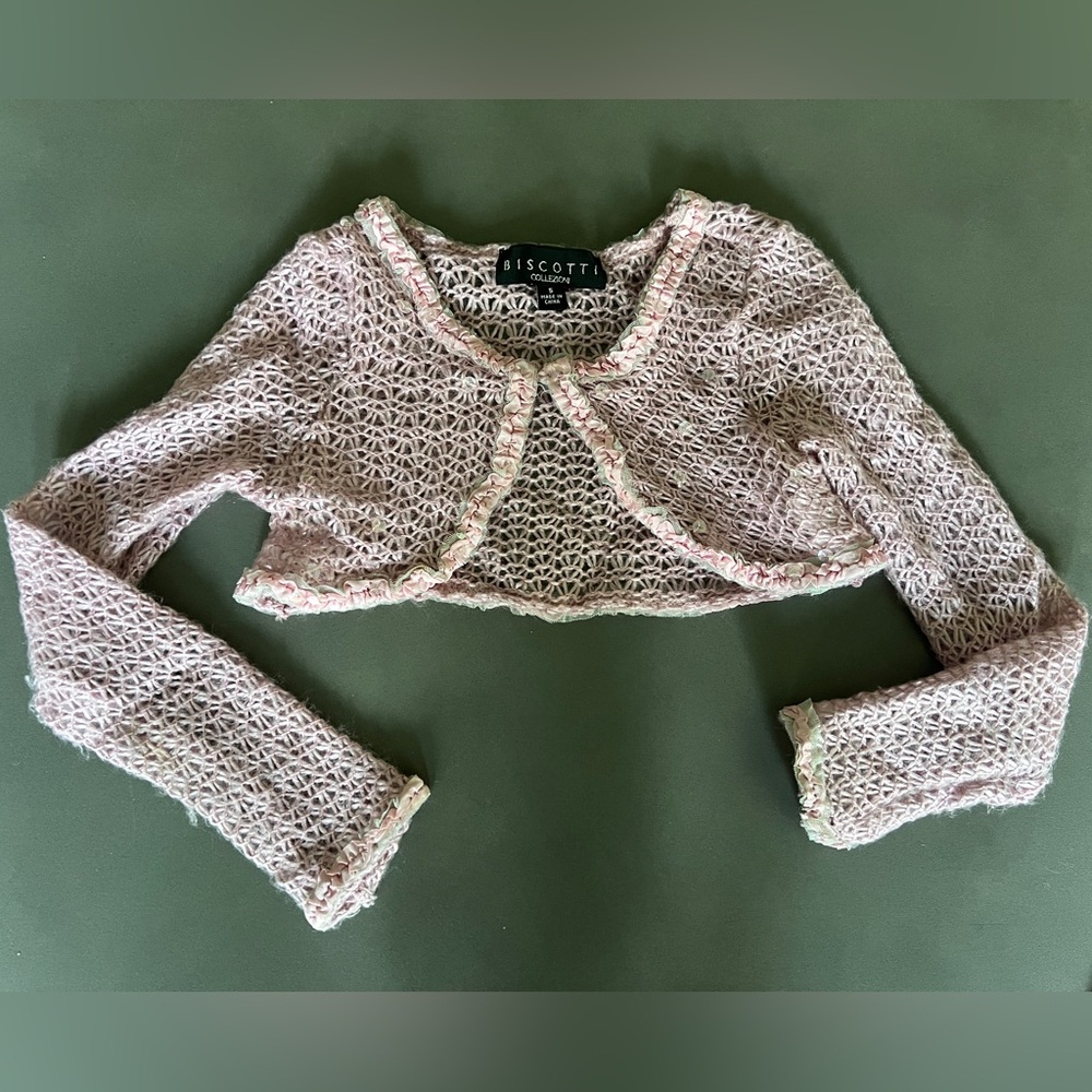 Biscotti Light Pink Crochet Shrug Sz 5